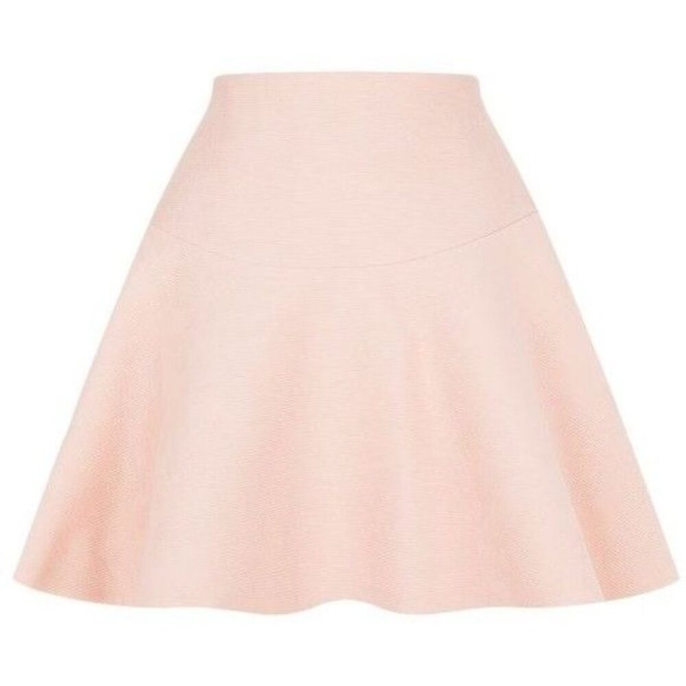 SANDRO PARIS Baya Flared Textured-crepe Mini Skirt Baby Pink size Medium - Picture 11 of 11